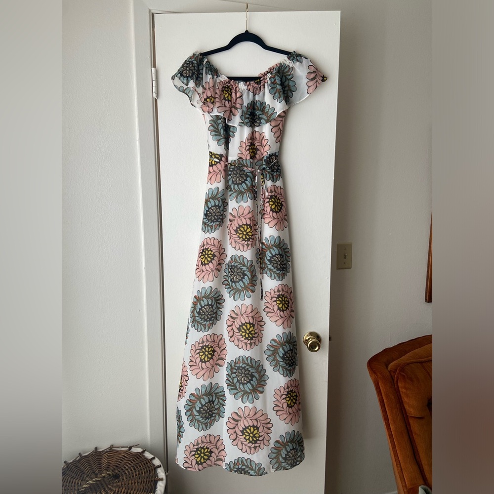 Loft off the shoulder chiffon maxi dress